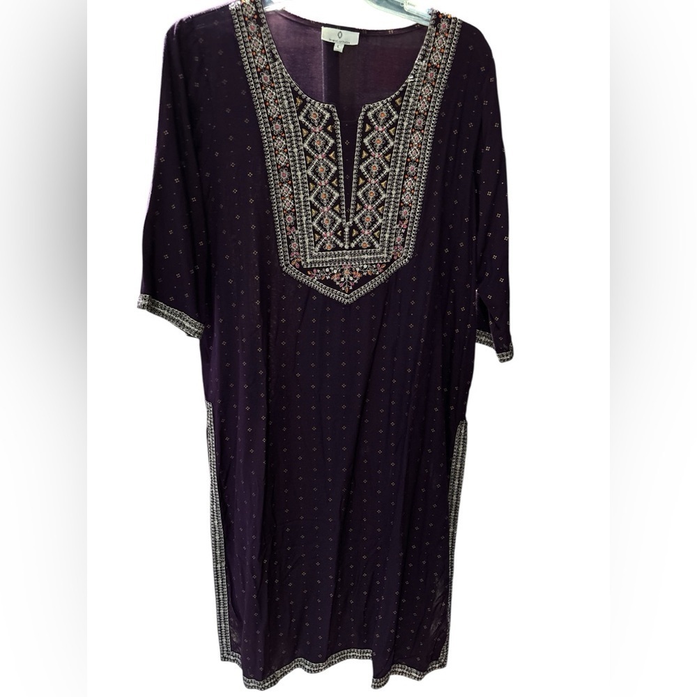 Embroidered Purple Midi Dress - Picture 1 of 4